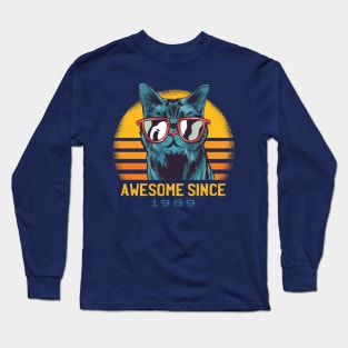 cat wears glasses Long Sleeve T-Shirt